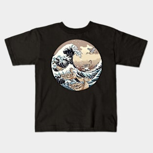 ducks at great wave Kids T-Shirt